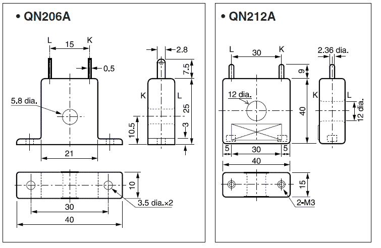 外形寸法～QN206A・QN212A